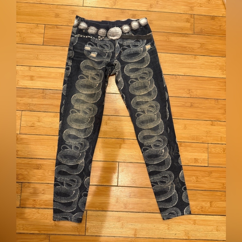 Hysteric Glamour Snake Leggings with Faux Jean Pattern.  Free size.